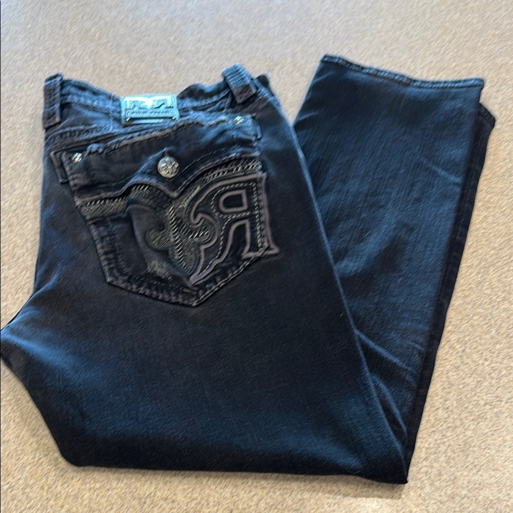 Rock Revival  off Black Denim “Baxter Straight”Jeans size 40/31